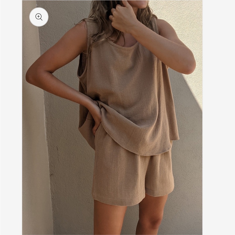 Women's Relaxed Waffle Tank Top - Beige
